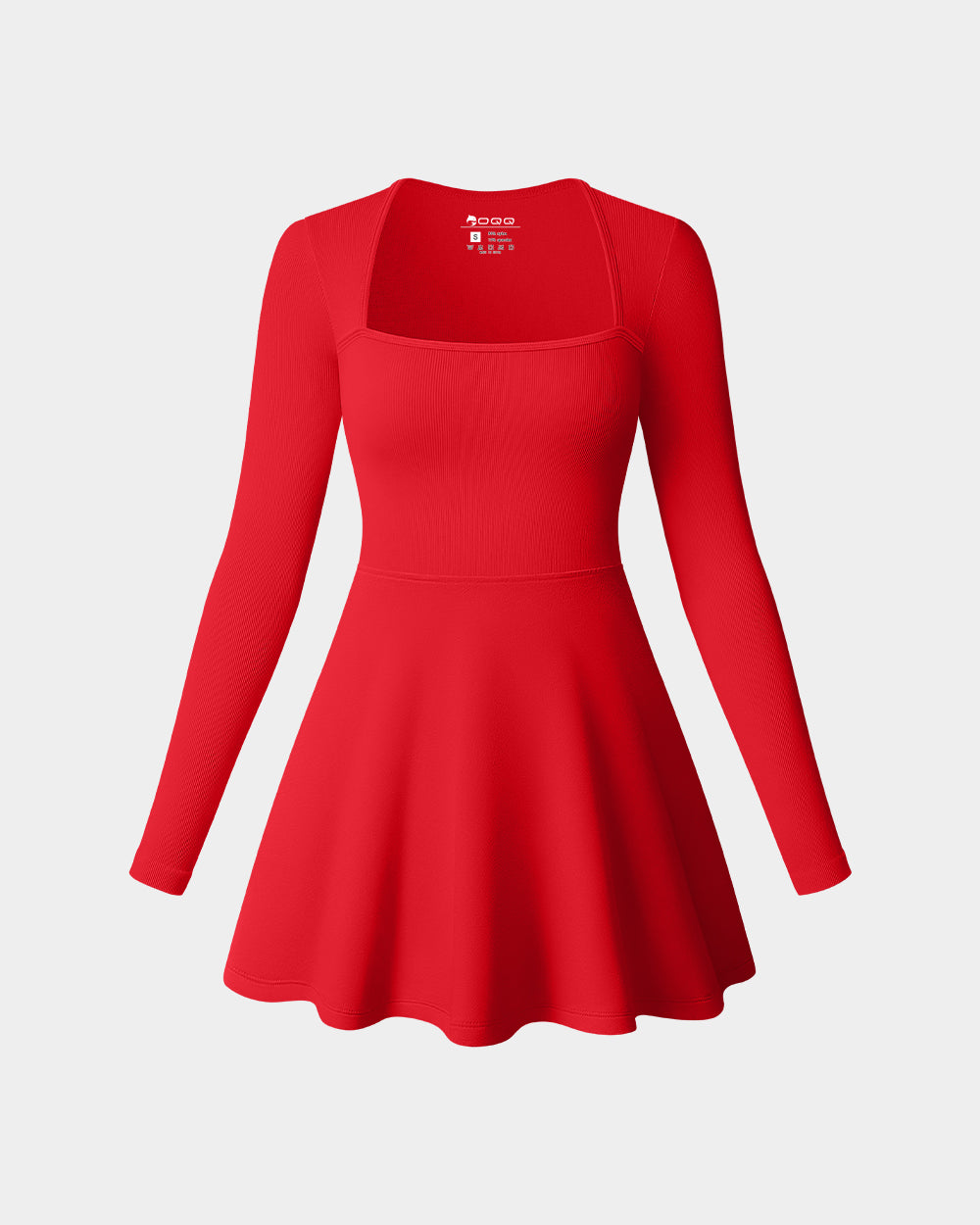 Long Sleeve Square Neck Casual A-Line Mini Dress